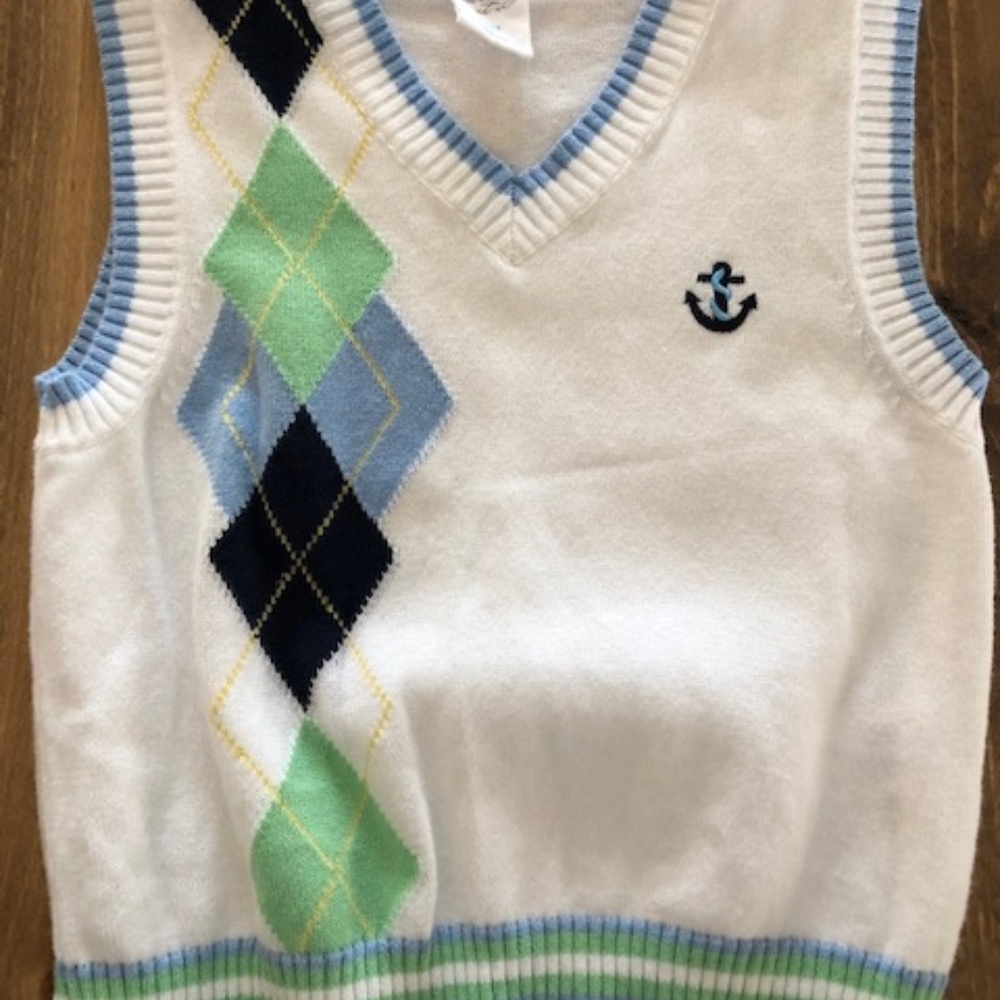Starting Out Boys Nautical V Neck vest 12 mo. EUC